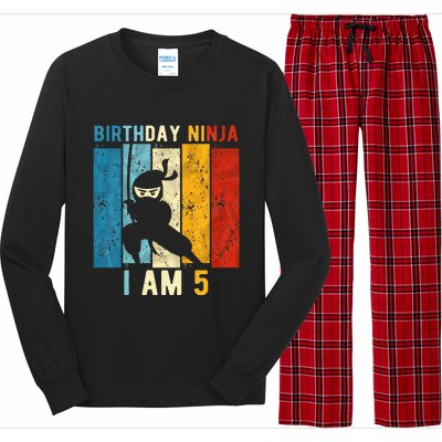 5th Birthday Ninja 5 Year Old Birthday Long Sleeve Pajama Set