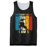 5th Birthday Ninja 5 Year Old Birthday Mesh Reversible Basketball Jersey Tank