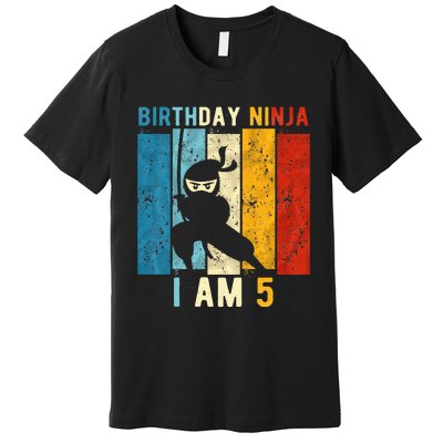 5th Birthday Ninja 5 Year Old Birthday Premium T-Shirt