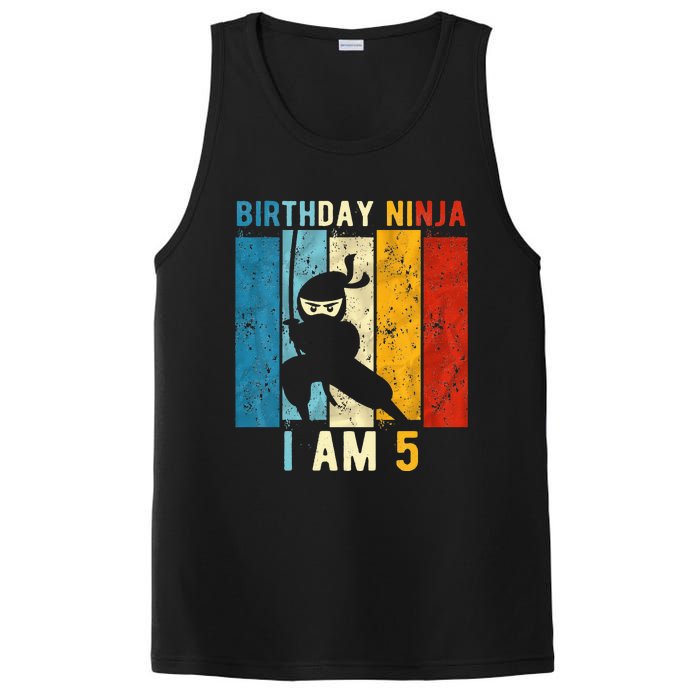 5th Birthday Ninja 5 Year Old Birthday PosiCharge Competitor Tank