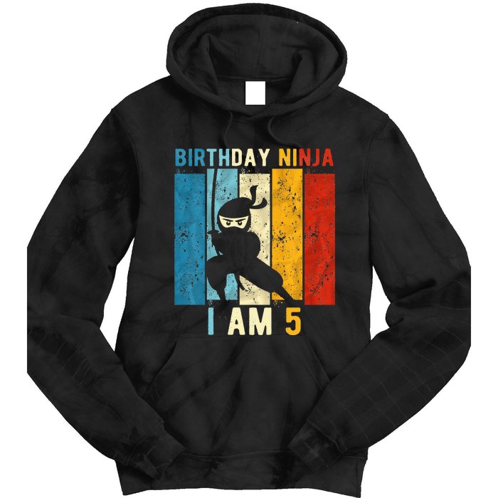 5th Birthday Ninja 5 Year Old Birthday Tie Dye Hoodie