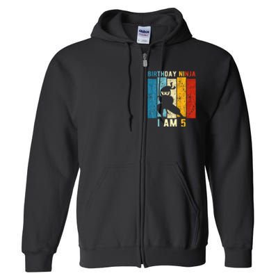 5th Birthday Ninja 5 Year Old Birthday Full Zip Hoodie