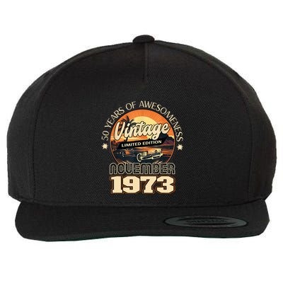 50th Birthday November 1973 Vintage 50 Years Old Gag Wool Snapback Cap