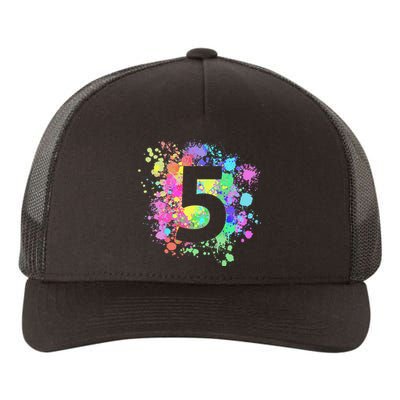 5th Birthday Paint Splashes Splatter Colorful Art Yupoong Adult 5-Panel Trucker Hat