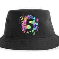 5th Birthday Paint Splashes Splatter Colorful Art Sustainable Bucket Hat