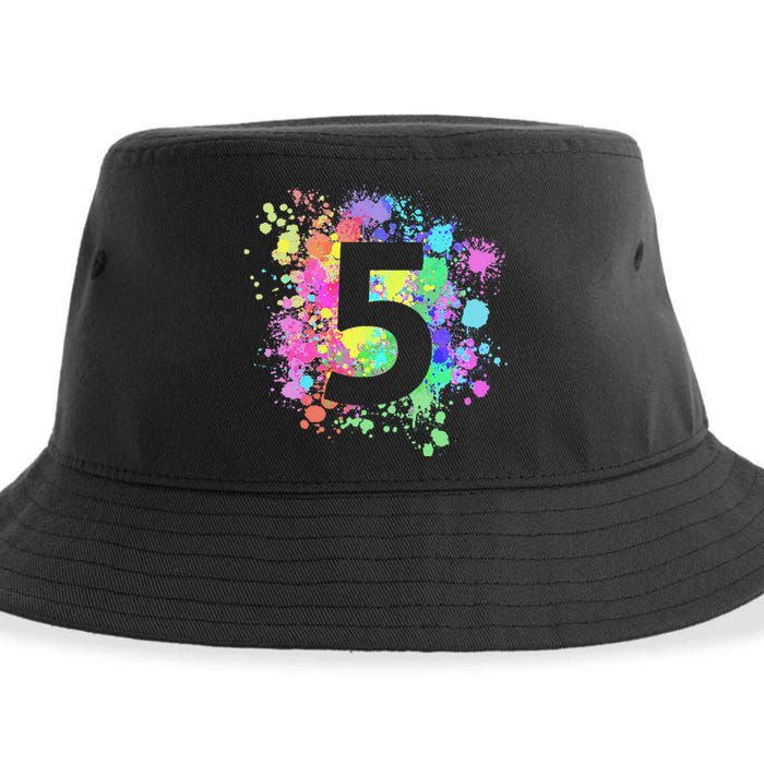 5th Birthday Paint Splashes Splatter Colorful Art Sustainable Bucket Hat