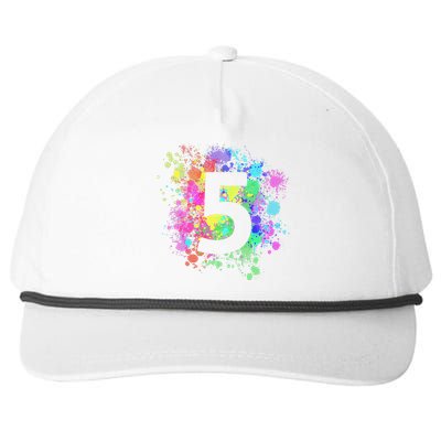 5th Birthday Paint Splashes Splatter Colorful Art Snapback Five-Panel Rope Hat