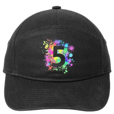 5th Birthday Paint Splashes Splatter Colorful Art 7-Panel Snapback Hat