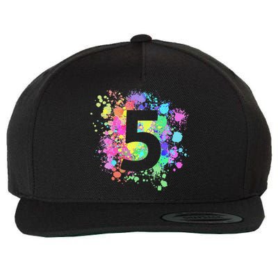 5th Birthday Paint Splashes Splatter Colorful Art Wool Snapback Cap