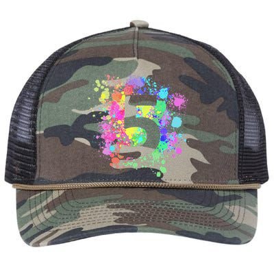 5th Birthday Paint Splashes Splatter Colorful Art Retro Rope Trucker Hat Cap