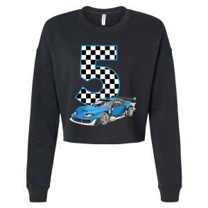 5th Birthday Racing Car 5 Year Old Gift Cropped Pullover Crew