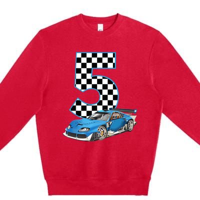 5th Birthday Racing Car 5 Year Old Gift Premium Crewneck Sweatshirt