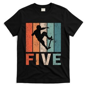 5th Birthday Retro Skateboard Skater 5 Years Old T-Shirt