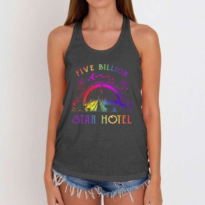 5 Billion Star Hotel Americas National Parks Camping Lovers Women's Knotted Racerback Tank