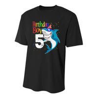 5th Birthday Shark JawSome Five Youth Performance Sprint T-Shirt