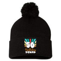 50th Birthday Squad 50 Years Old Pom Pom 12in Knit Beanie