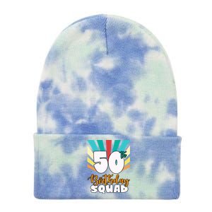 50th Birthday Squad 50 Years Old Tie Dye 12in Knit Beanie