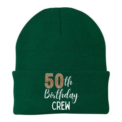 50th Birthday Squad Party Crew with Leopard Print Knit Cap Winter Beanie