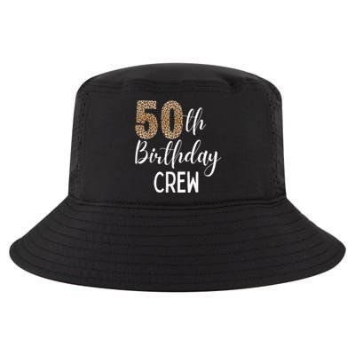 50th Birthday Squad Party Crew with Leopard Print Cool Comfort Performance Bucket Hat