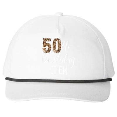 50th Birthday Squad Party Crew with Leopard Print Snapback Five-Panel Rope Hat