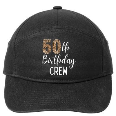 50th Birthday Squad Party Crew with Leopard Print 7-Panel Snapback Hat