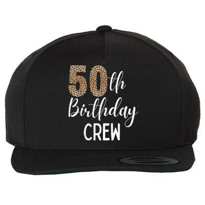 50th Birthday Squad Party Crew with Leopard Print Wool Snapback Cap