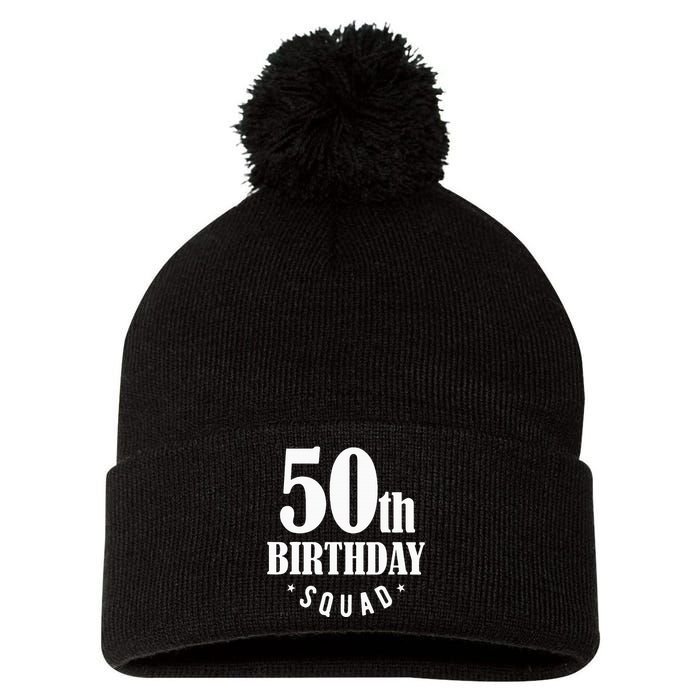 50th Birthday Squad Pom Pom 12in Knit Beanie