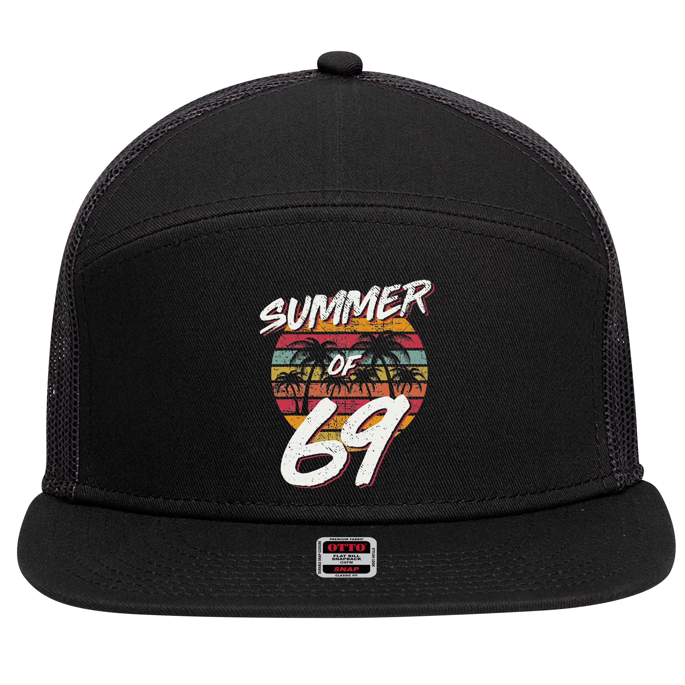 50th Birthday Summer of 69 Gift Mom Daddy 7 Panel Mesh Trucker Snapback Hat