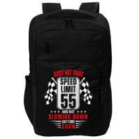 55th Birthday Speed Limit Sign 55 Years Old Funny Racing Impact Tech Backpack