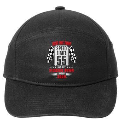 55th Birthday Speed Limit Sign 55 Years Old Funny Racing 7-Panel Snapback Hat