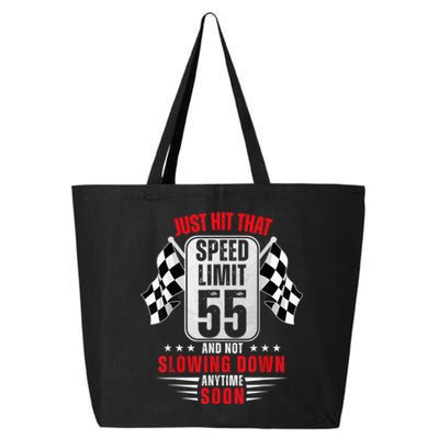 55th Birthday Speed Limit Sign 55 Years Old Funny Racing 25L Jumbo Tote