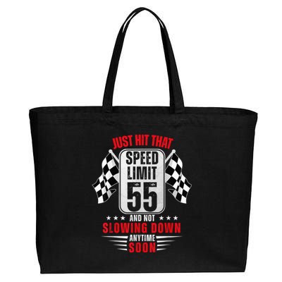 55th Birthday Speed Limit Sign 55 Years Old Funny Racing Cotton Canvas Jumbo Tote