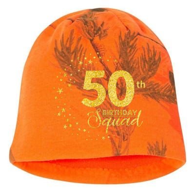 50th Birthday Squad Party 50 Years Old Yellow Gold Birthday Kati - Camo Knit Beanie