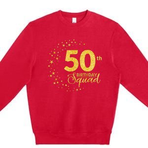 50th Birthday Squad Party 50 Years Old Yellow Gold Birthday Premium Crewneck Sweatshirt