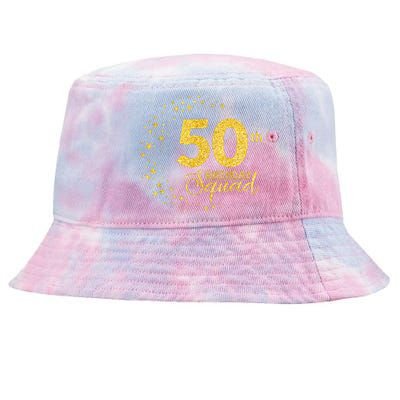 50th Birthday Squad Party 50 Years Old Yellow Gold Birthday Tie-Dyed Bucket Hat