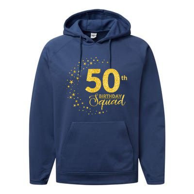 50th Birthday Squad Party 50 Years Old Yellow Gold Birthday Performance Fleece Hoodie