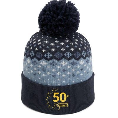 50th Birthday Squad Party 50 Years Old Yellow Gold Birthday The Baniff Cuffed Pom Beanie