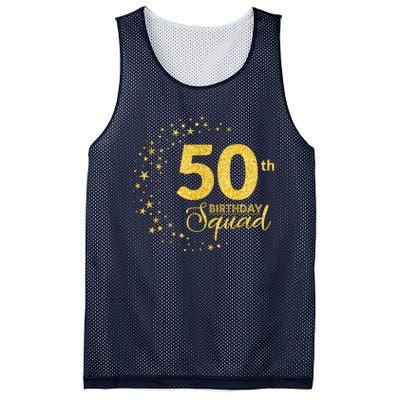 50th Birthday Squad Party 50 Years Old Yellow Gold Birthday Mesh Reversible Basketball Jersey Tank