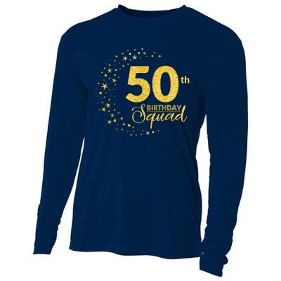 50th Birthday Squad Party 50 Years Old Yellow Gold Birthday Cooling Performance Long Sleeve Crew