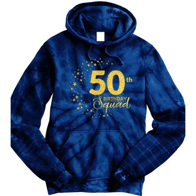 50th Birthday Squad Party 50 Years Old Yellow Gold Birthday Tie Dye Hoodie