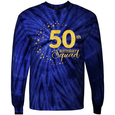 50th Birthday Squad Party 50 Years Old Yellow Gold Birthday Tie-Dye Long Sleeve Shirt