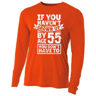 55th Birthday Saying - Hilarious Age 55 Grow Up Fun Gag Gift Cooling Performance Long Sleeve Crew