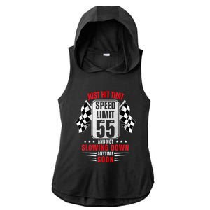 55th Birthday Speed Limit Sign 55 Years Old Funny Racing Ladies PosiCharge Tri-Blend Wicking Draft Hoodie Tank