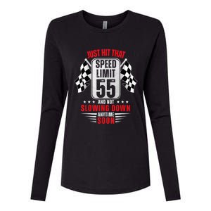 55th Birthday Speed Limit Sign 55 Years Old Funny Racing Womens Cotton Relaxed Long Sleeve T-Shirt