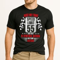 55th Birthday Speed Limit Sign 55 Years Old Funny Racing Cooling Performance Crew T-Shirt