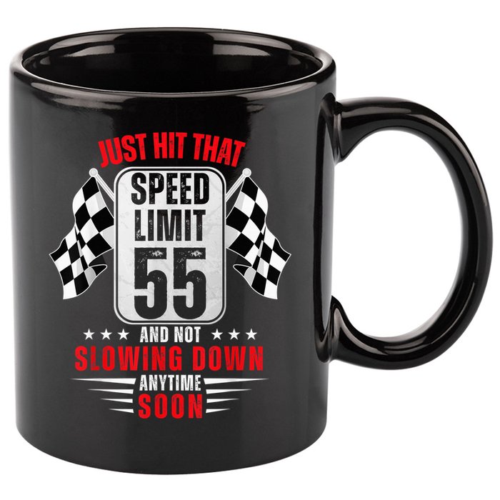 55th Birthday Speed Limit Sign 55 Years Old Funny Racing 11oz C Handle Ceramic Mug