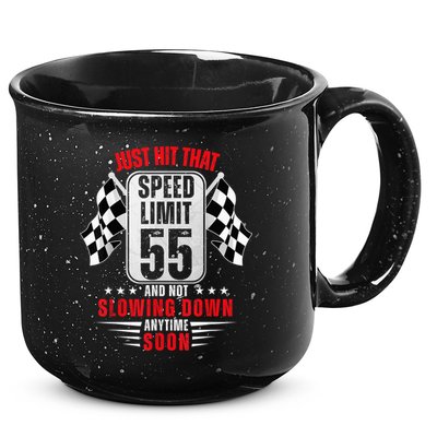 55th Birthday Speed Limit Sign 55 Years Old Funny Racing 15oz Campfire Ceramic Mug