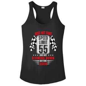 55th Birthday Speed Limit Sign 55 Years Old Funny Racing Ladies PosiCharge Competitor Racerback Tank