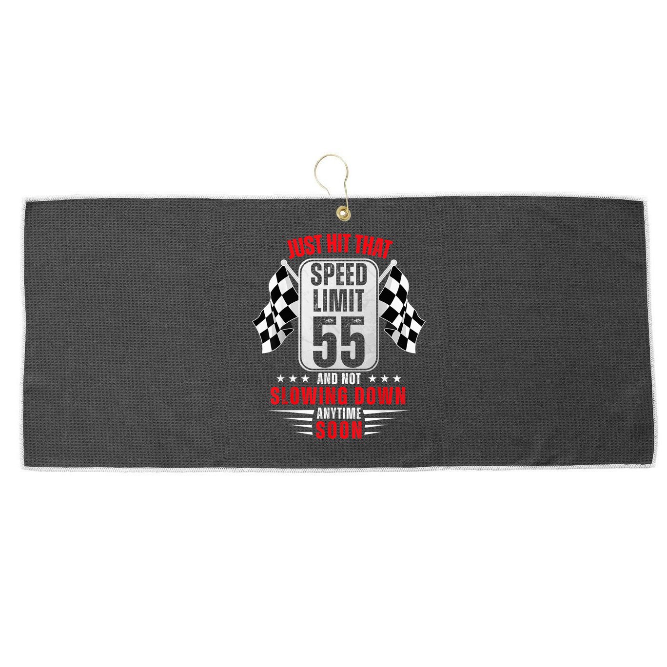 55th Birthday Speed Limit Sign 55 Years Old Funny Racing Large Microfiber Waffle Golf Towel