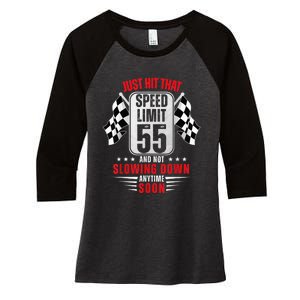 55th Birthday Speed Limit Sign 55 Years Old Funny Racing Women's Tri-Blend 3/4-Sleeve Raglan Shirt